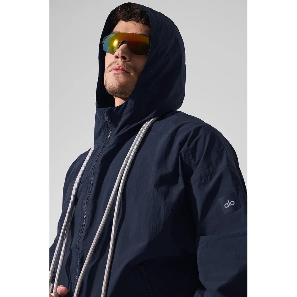 ALO Yoga Vantage Nylon Ripstop Track Jacket Mens Medium Blue Windbreaker Zip